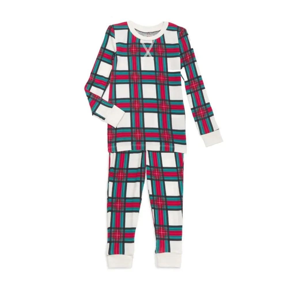 NWT Rachel Parcell Kids Green Red Plaid Long Sleeve Pajama Set Christmas Size 2